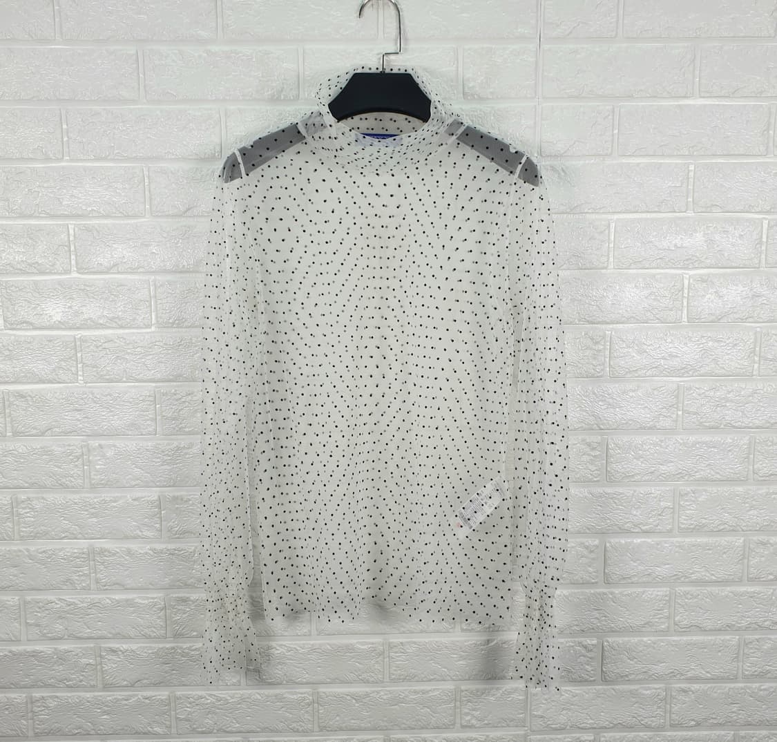 [F]에고이스트 도트패턴 시스루 하이넥 티셔츠 상품이미지2