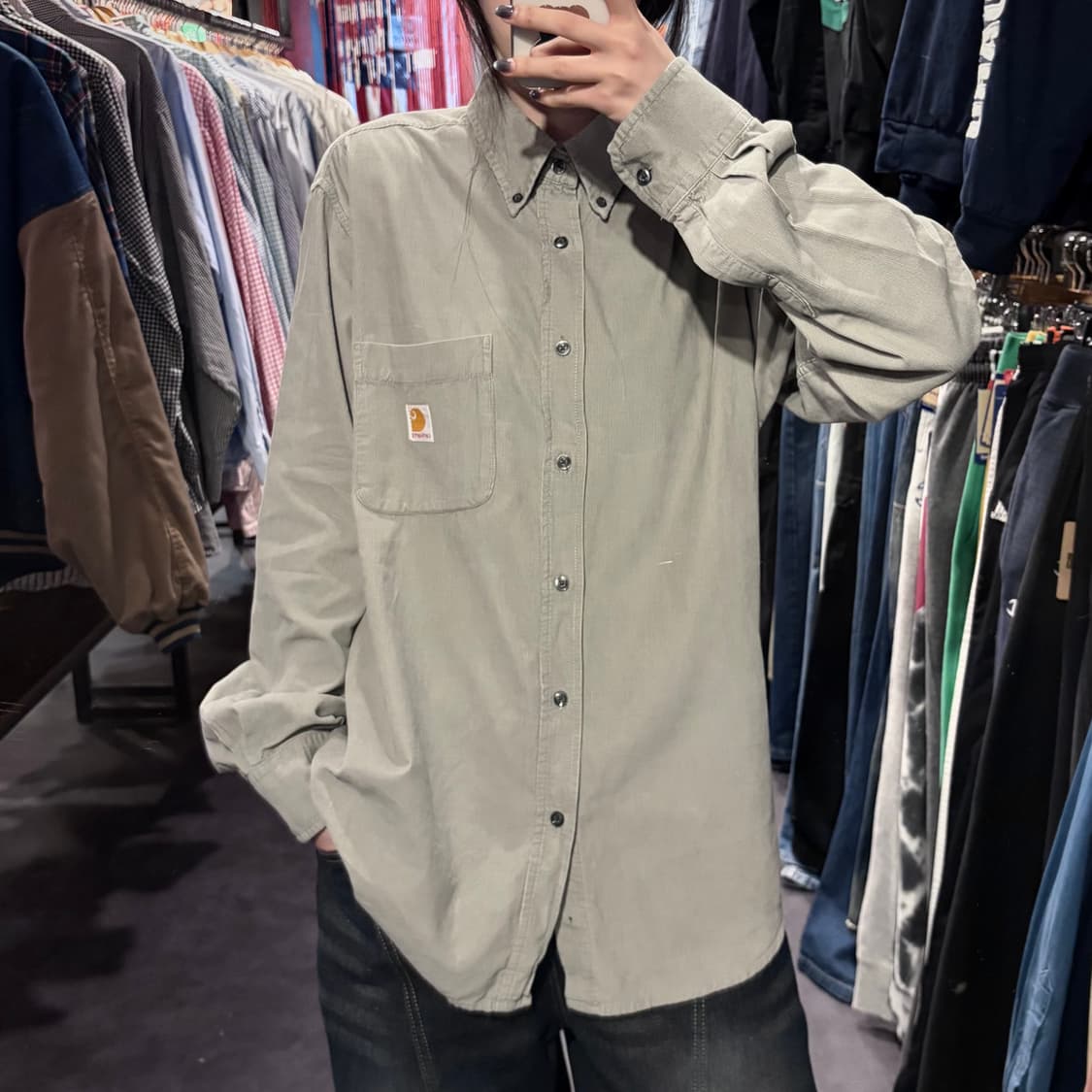 [IM] Carhartt 칼하트 코듀로이 셔츠 웜그레이 상품이미지2