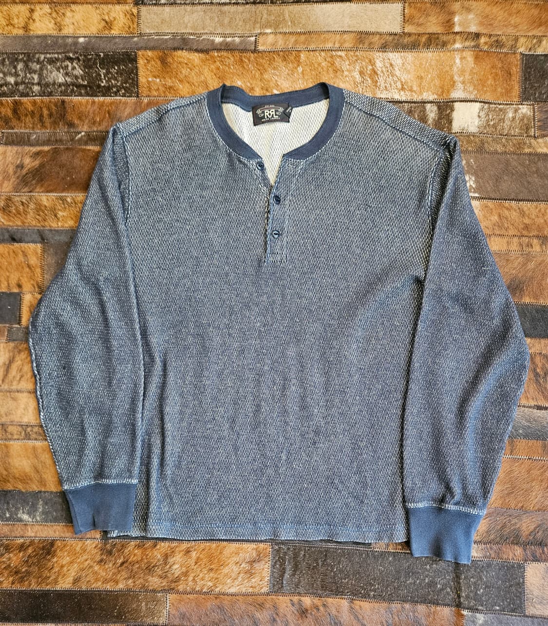 더블알엘 인디고 코튼 와플 헨리넥  상품이미지1