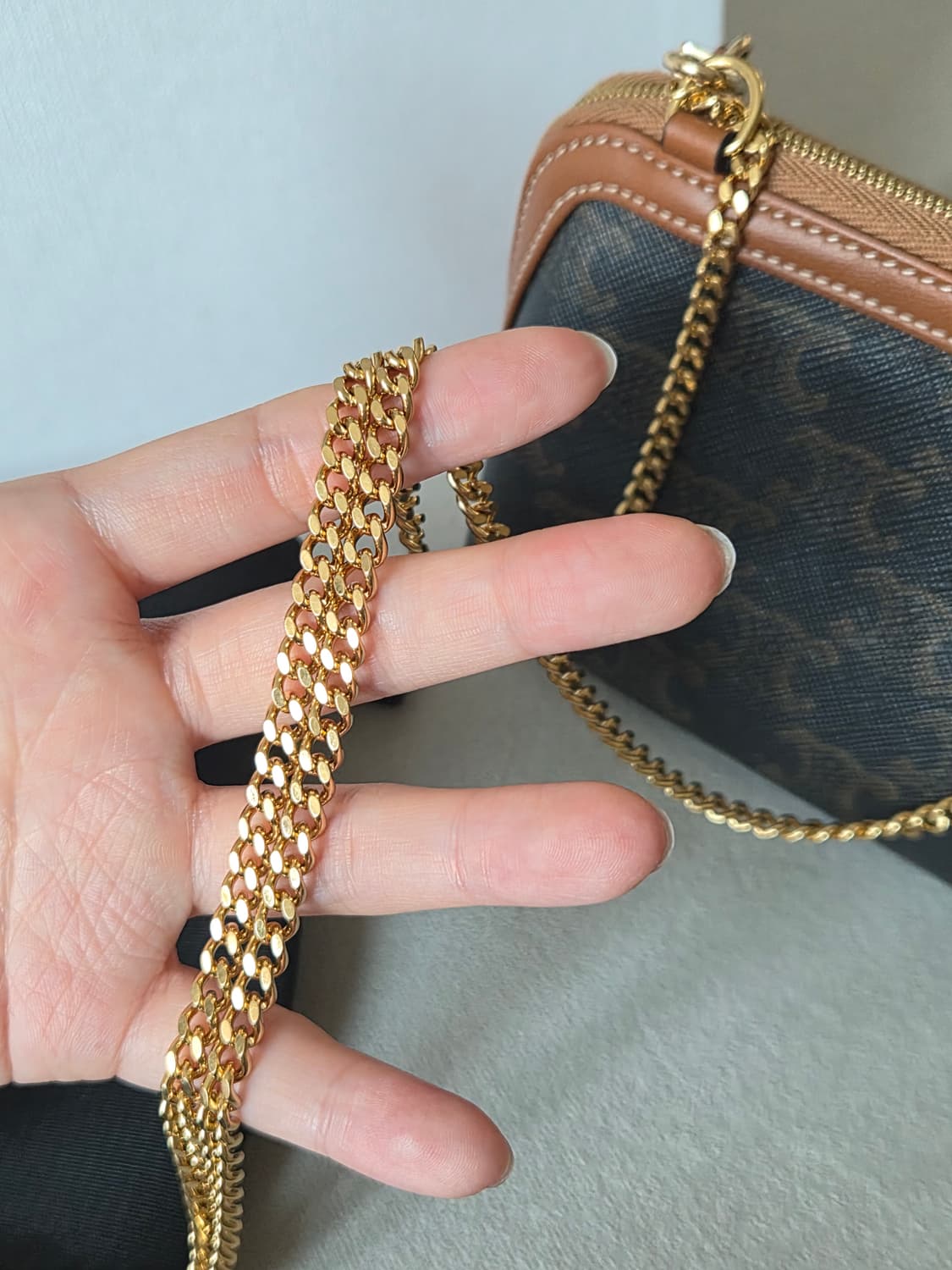 (이너백,스트랩포함)셀린느 트리오페 체인 클러치 탄 상품이미지7