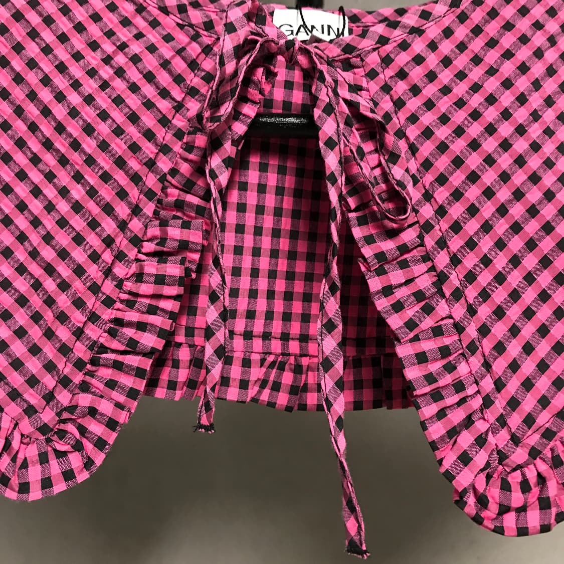 가니 체크 칼라 탑 핑크 F(W) 상품이미지3
