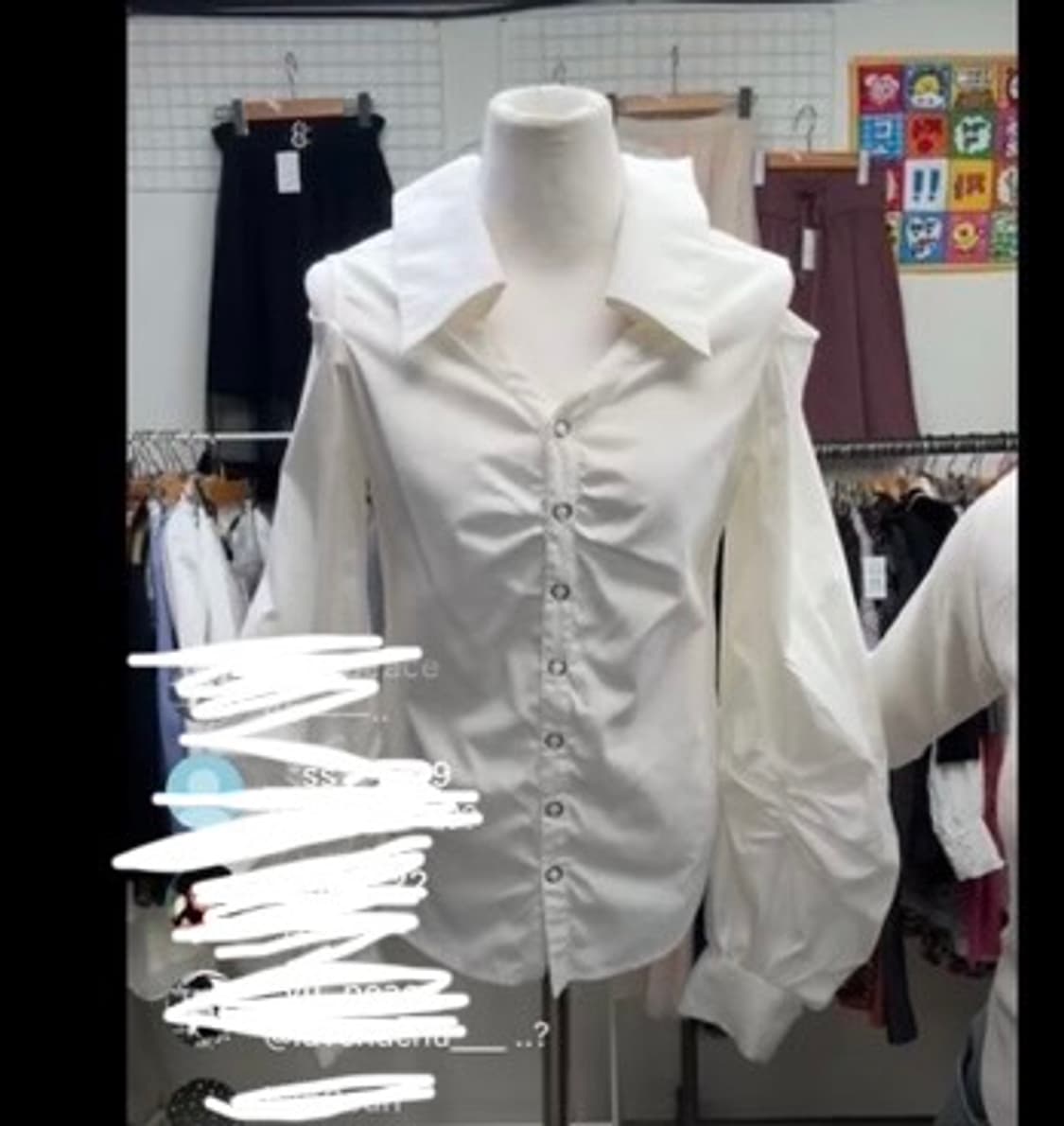 일본빈티지 오프숄더 화이트 셔츠 상품이미지3