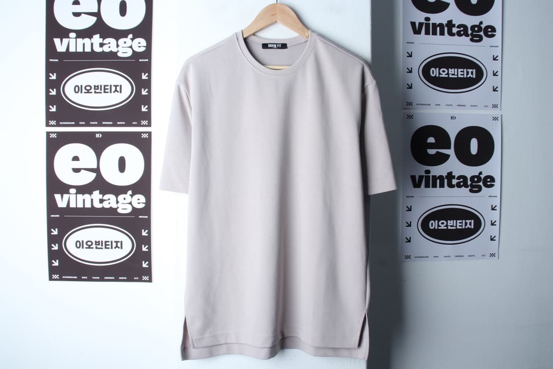 (L-2XL) 드로우핏 반팔 티셔츠 샌드 무지 놈코어-H32738 상품이미지2