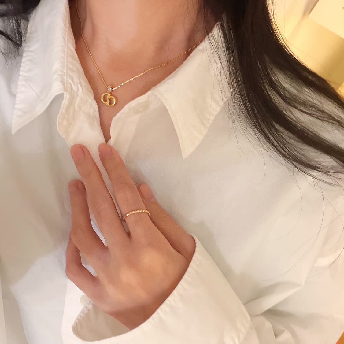 빈티지 디올 CD 로고 큐빅 목걸이 상품이미지7