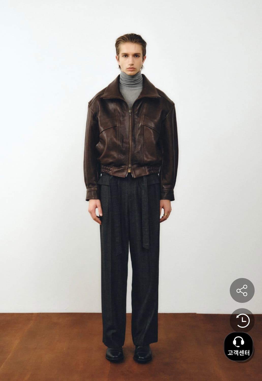 [50] 노이어 kkst 앤틱 카우 레더 가죽 하이넥 블루종 자켓 상품이미지2