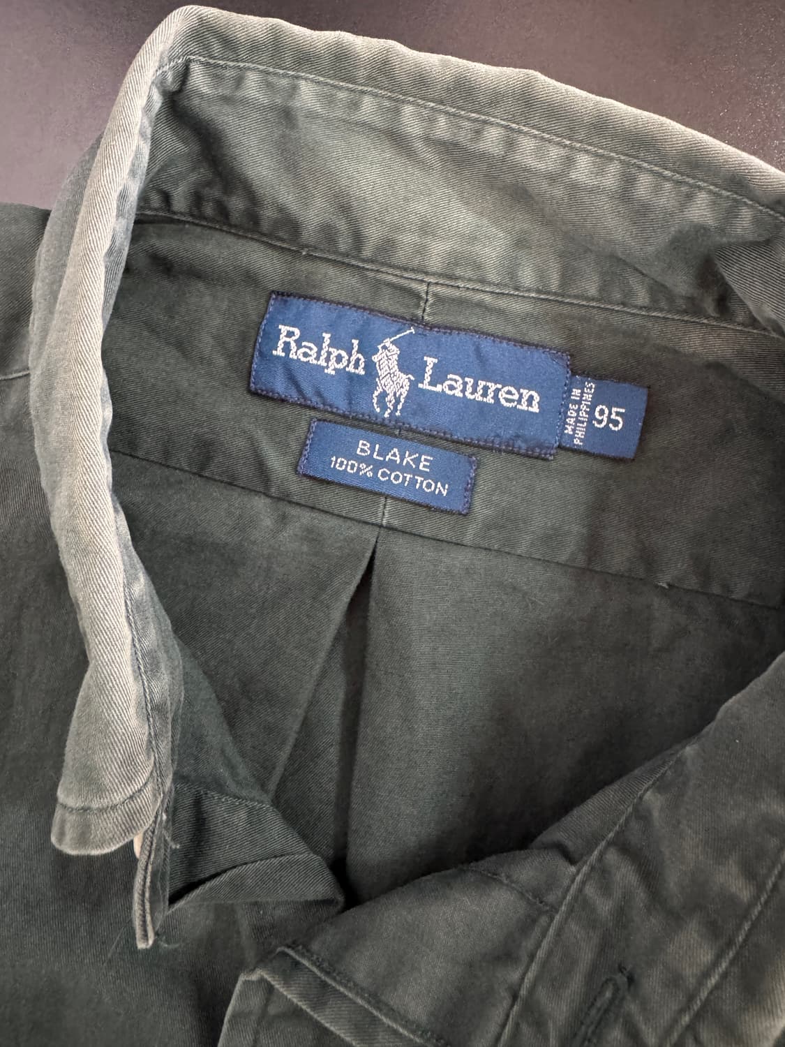 폴로 랄프로렌 블레이크 빈티지 카키 오버핏 코튼 셔츠 XL 상품이미지3