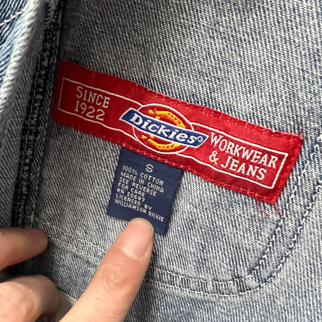 디키즈 연청 데님 오버롤 멜빵 스커트 S 상품이미지4