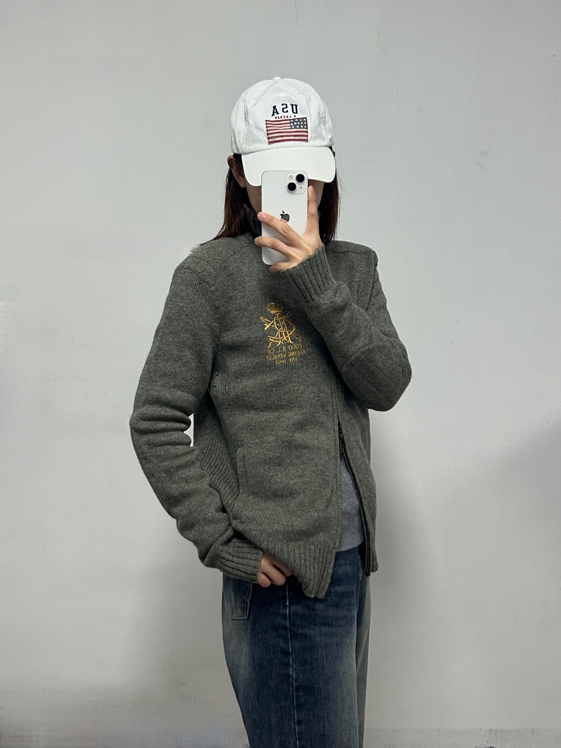 폴로 랄프로렌 레이싱 스테이블스 크라운 자수 램스울 니트 집업 가디건 상품이미지2