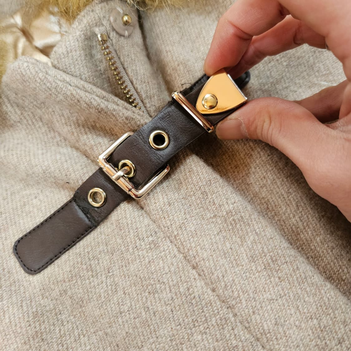 켈빈클라인 울 가죽스트렙 집업 후드 하프 자켓 L size 상품이미지6