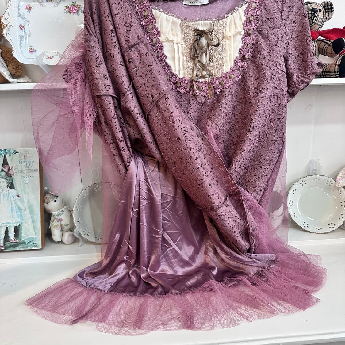 axes femme(악시즈팜) 튤 오버레이 원피스  상품이미지5