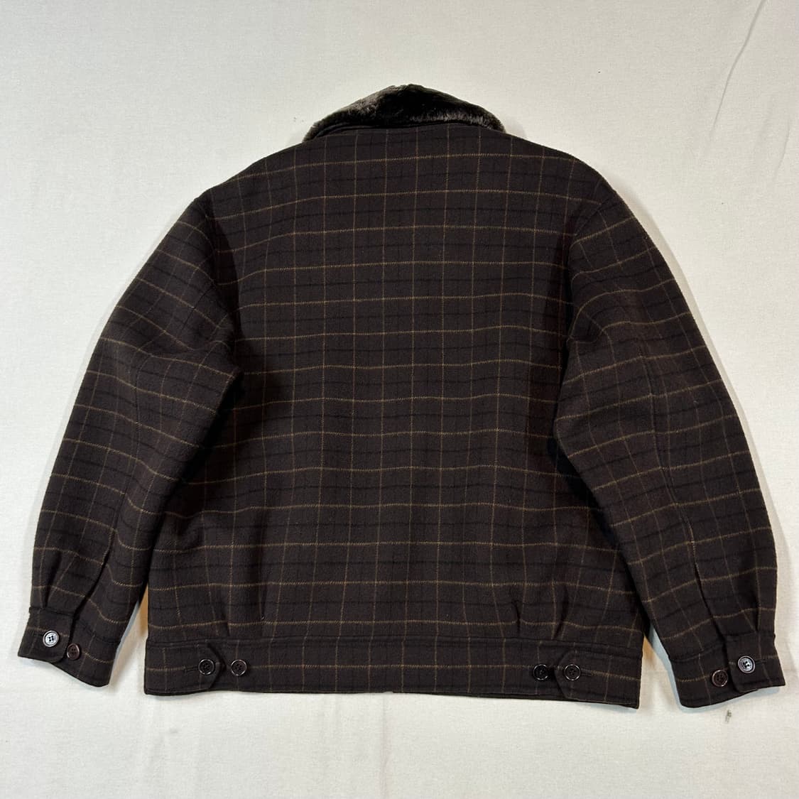 L) YSL 입생로랑 브라운 양털 퍼 울 코트 자켓 상품이미지7