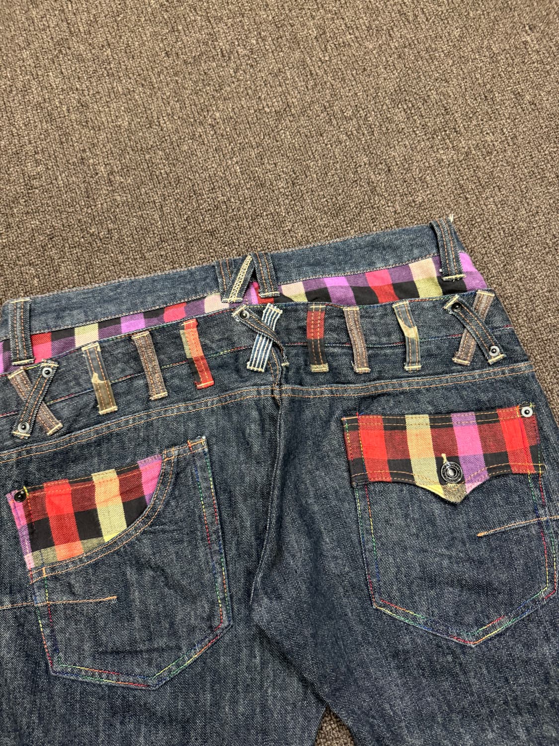 XL)Dominate 빈티지 레이어드 체크패턴 데님팬츠 상품이미지7