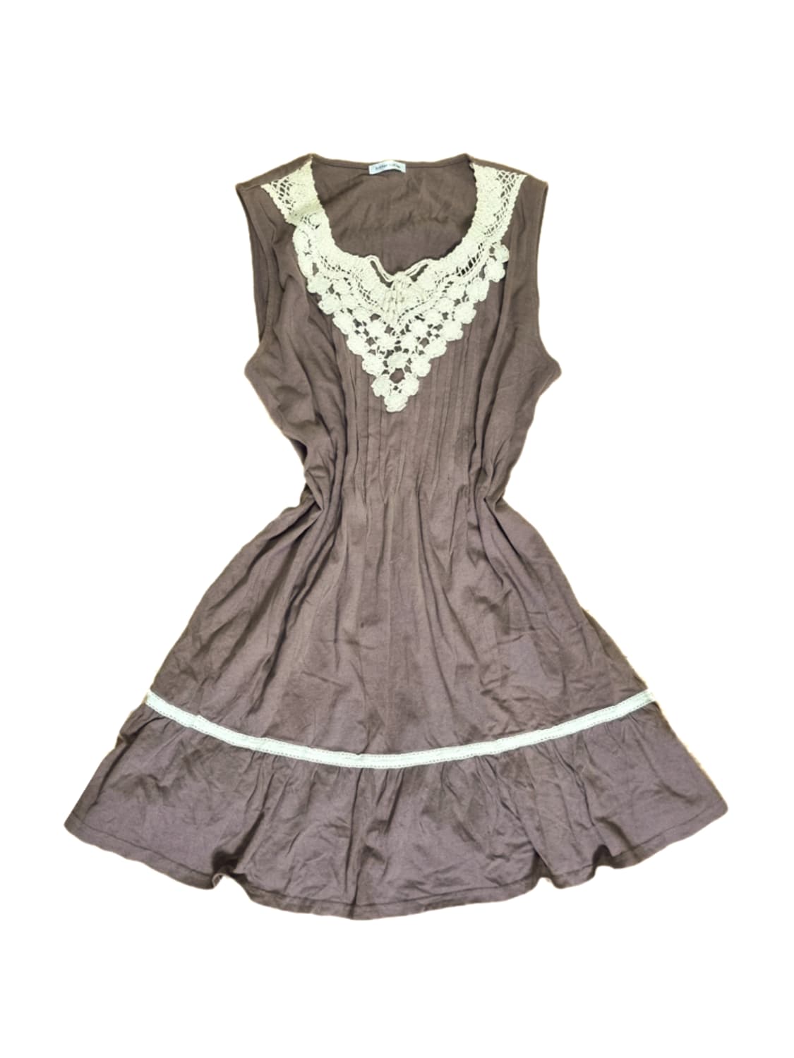 빈티지 크로쉐 브라운 민소매 핀턱 원피스 모리걸하구미히피오리엔탈 상품이미지1