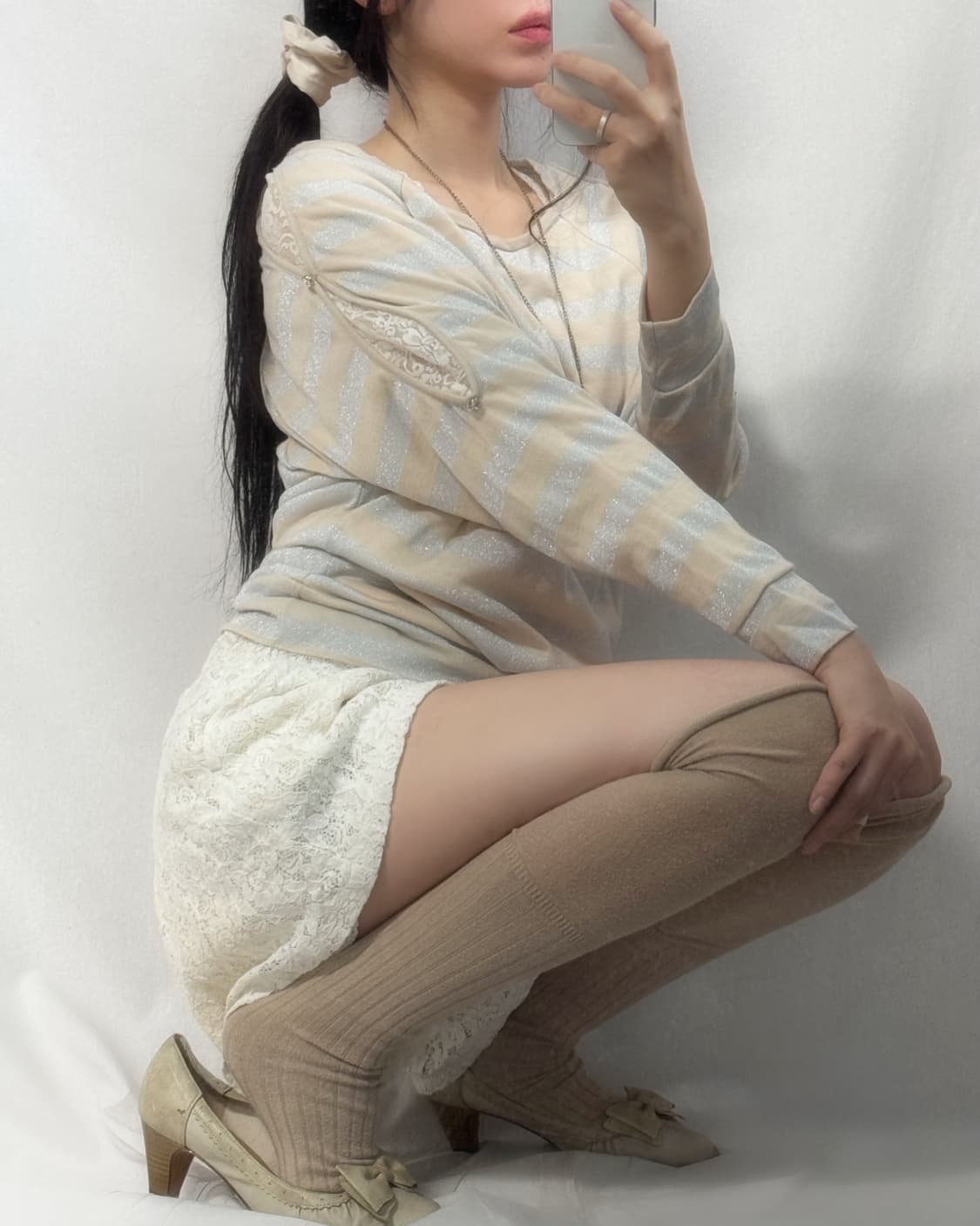 세실맥비 레이스/글리터 니트 쇼츠 2pcs SET 상품이미지1