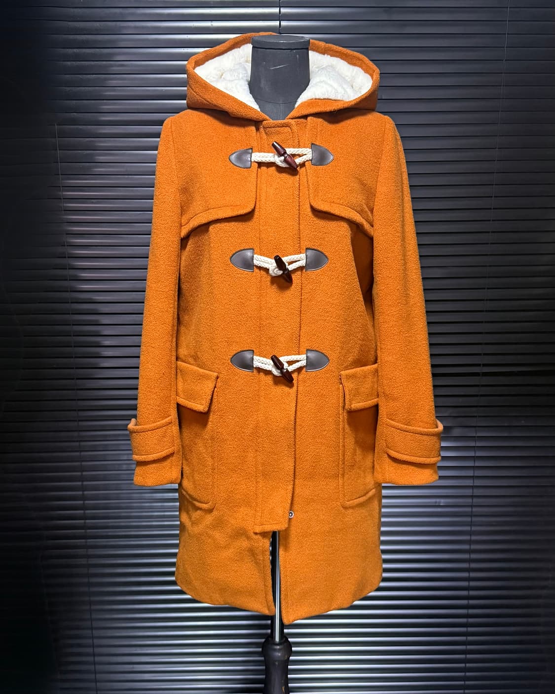 SOUP 숲 오렌지 주황색 양 털 떡볶이 더플 롱 코트 울 55 여자 상품이미지2