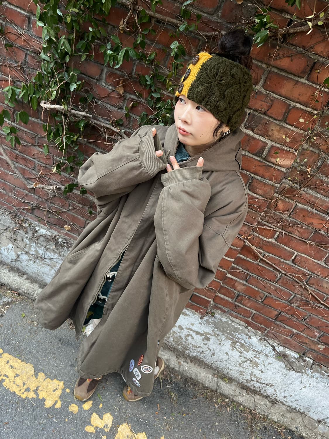 drugstores 카키 양털 후드 야상 아우터 상품이미지3