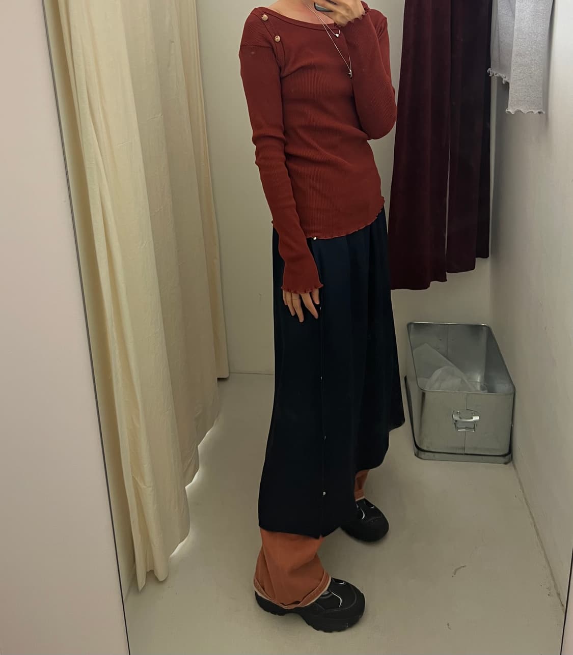 베이스레인지 disc long sleeve tee - burgundy 상품이미지1