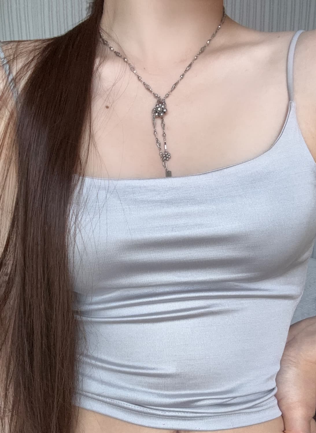 Silver flower drop necklace 상품이미지4