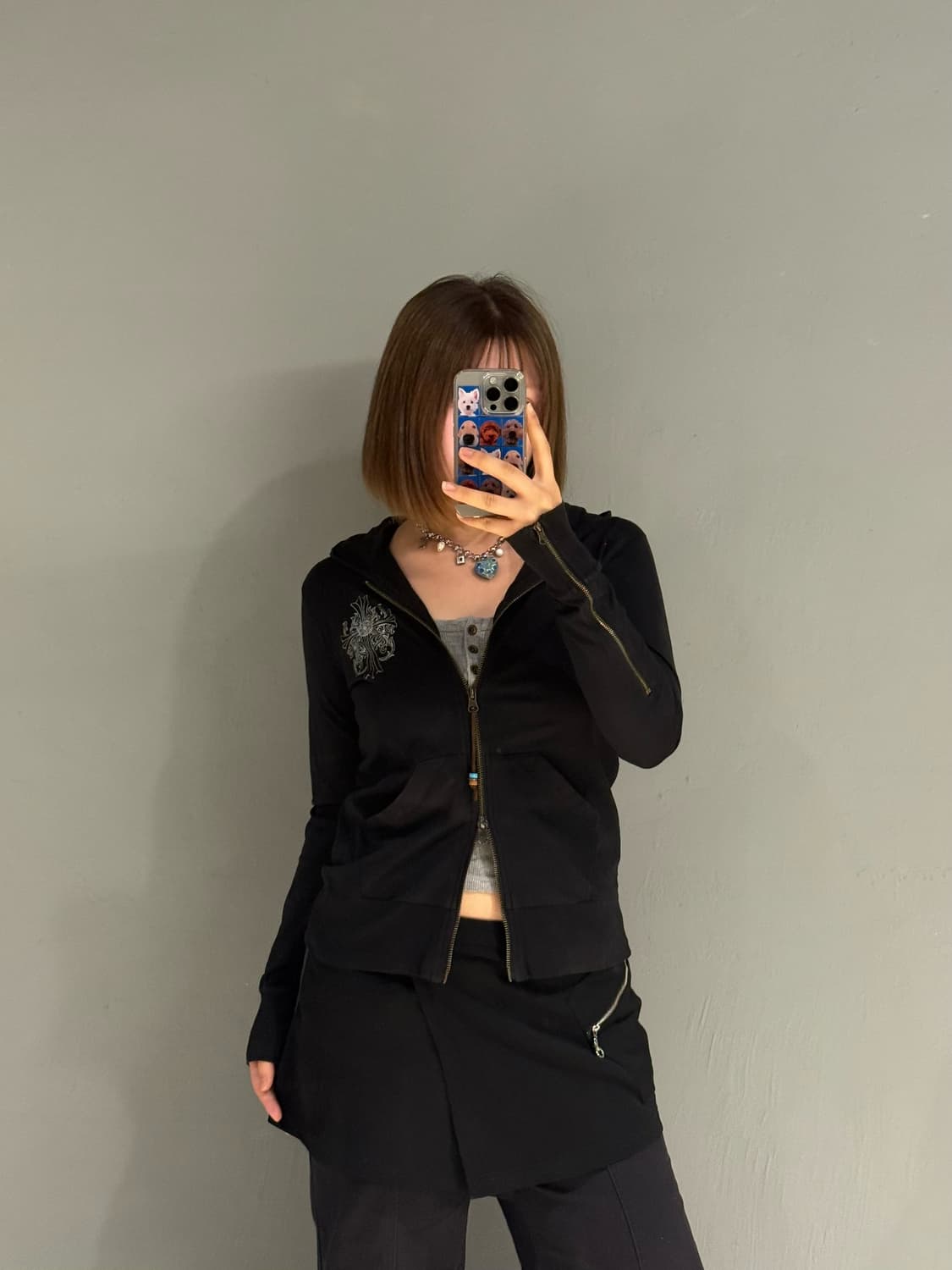 chrome printing detail 2-way hood zip-up 상품이미지2