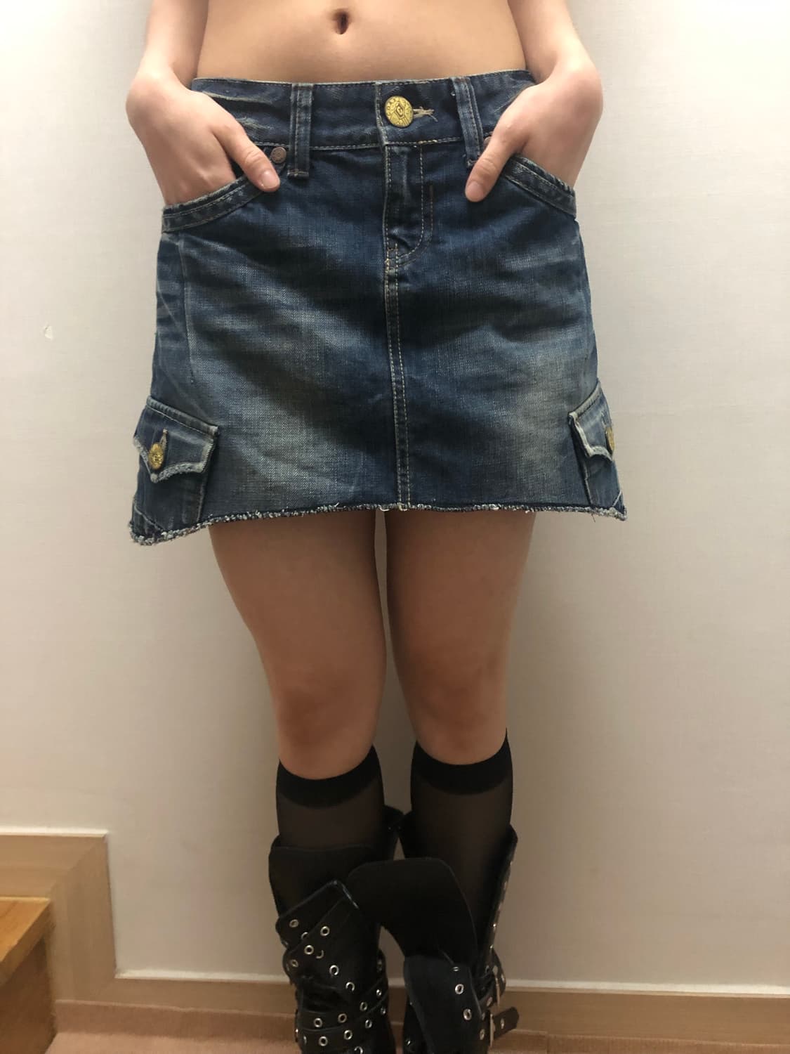 빈티지 데님 카고 미니 스커트 상품이미지3