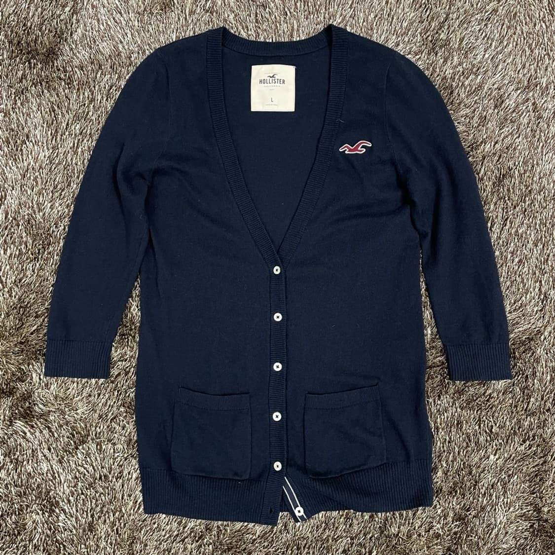 홀리스터 HOLLISTER 네이비 포켓 브이넥 가디건 L 상품이미지1