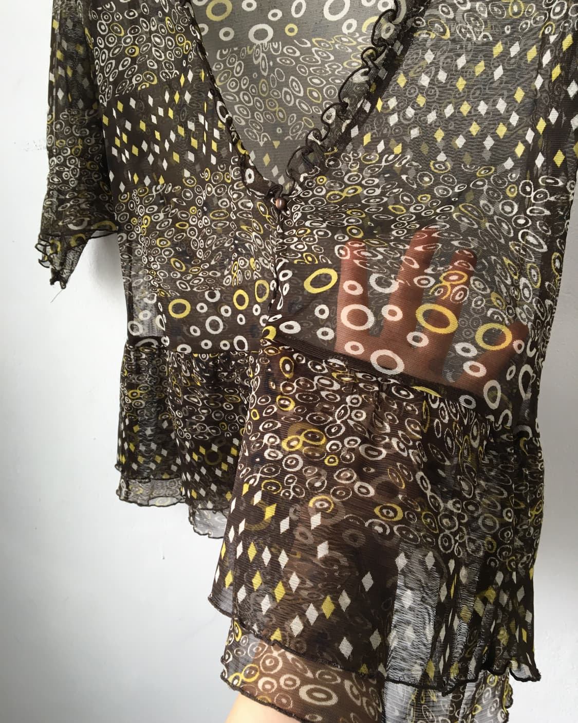 Dot pattern mixed mesh top 상품이미지3