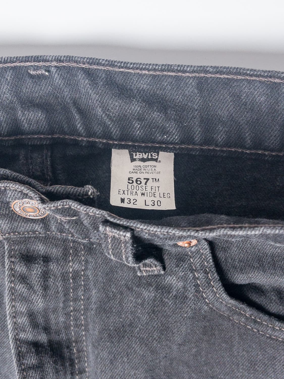 90’s 미제 리바이스 567 루즈 핏 엑스트라 와이드 레그 32x30 상품이미지6