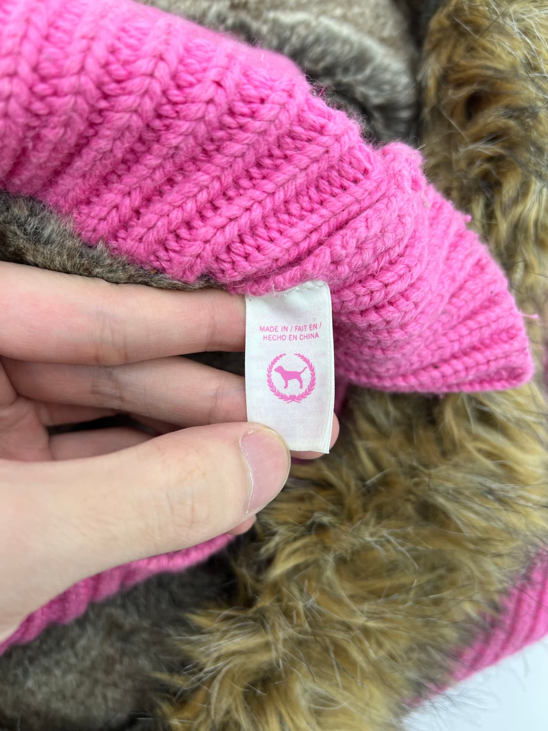 핑크 퍼 후드 니트집업 상품이미지5