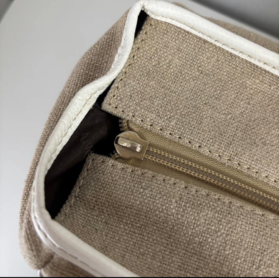 프랑스 란셀 베이지 캔버스 화이트 가죽 토트백 프렌치 상품이미지5
