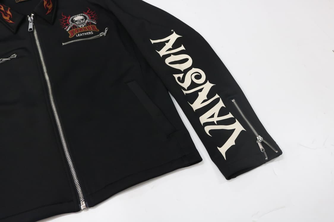 VANSON 밴슨 파이어 자수 스컬 그래픽 저지 라이더 자켓 (XL) 상품이미지7