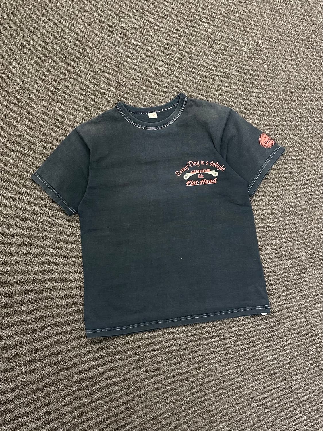 38)The Flat Head vintage 모터사이클 백프린팅 반팔 티 상품이미지3