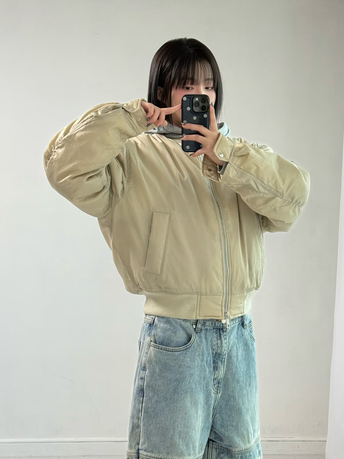 쿠어 베이지 봄버 자켓 상품이미지2