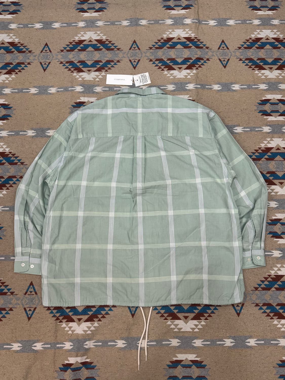 [XL][110] 나나미카 팔라카 체크 셔츠 코랄 그린 상품이미지5