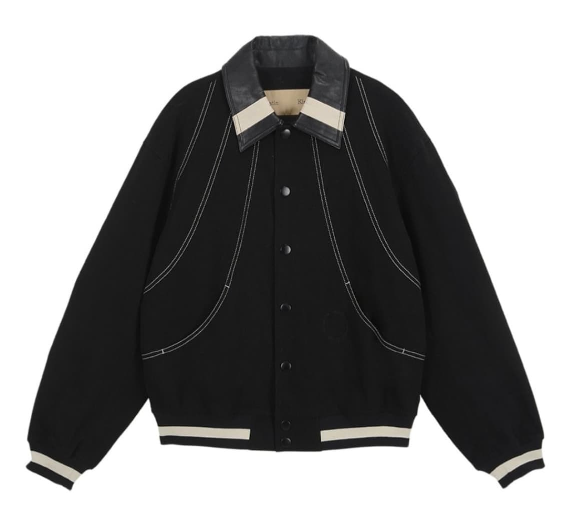 마뗑킴 라운드 스티치 바시티 점퍼 블랙 상품이미지2