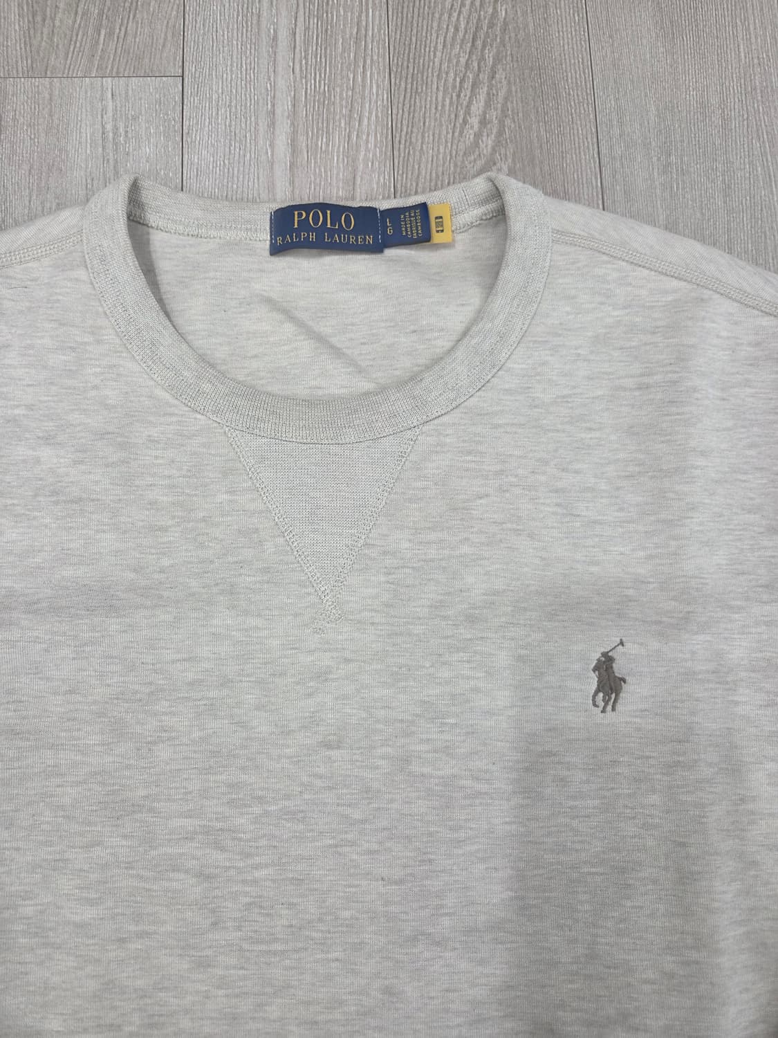 (1회착용)폴로 더블니트 맨투맨 오트밀 듄탄 그레이 베이지 L 상품이미지2