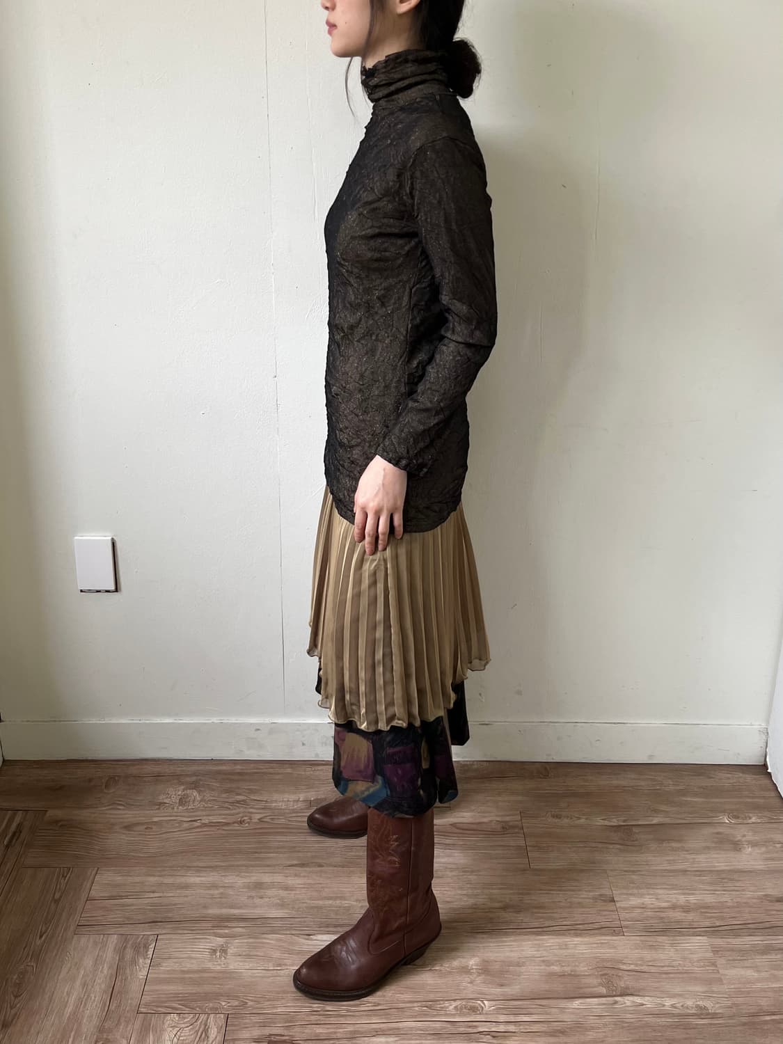 ofuon 골드 플리츠 스커트 상품이미지9