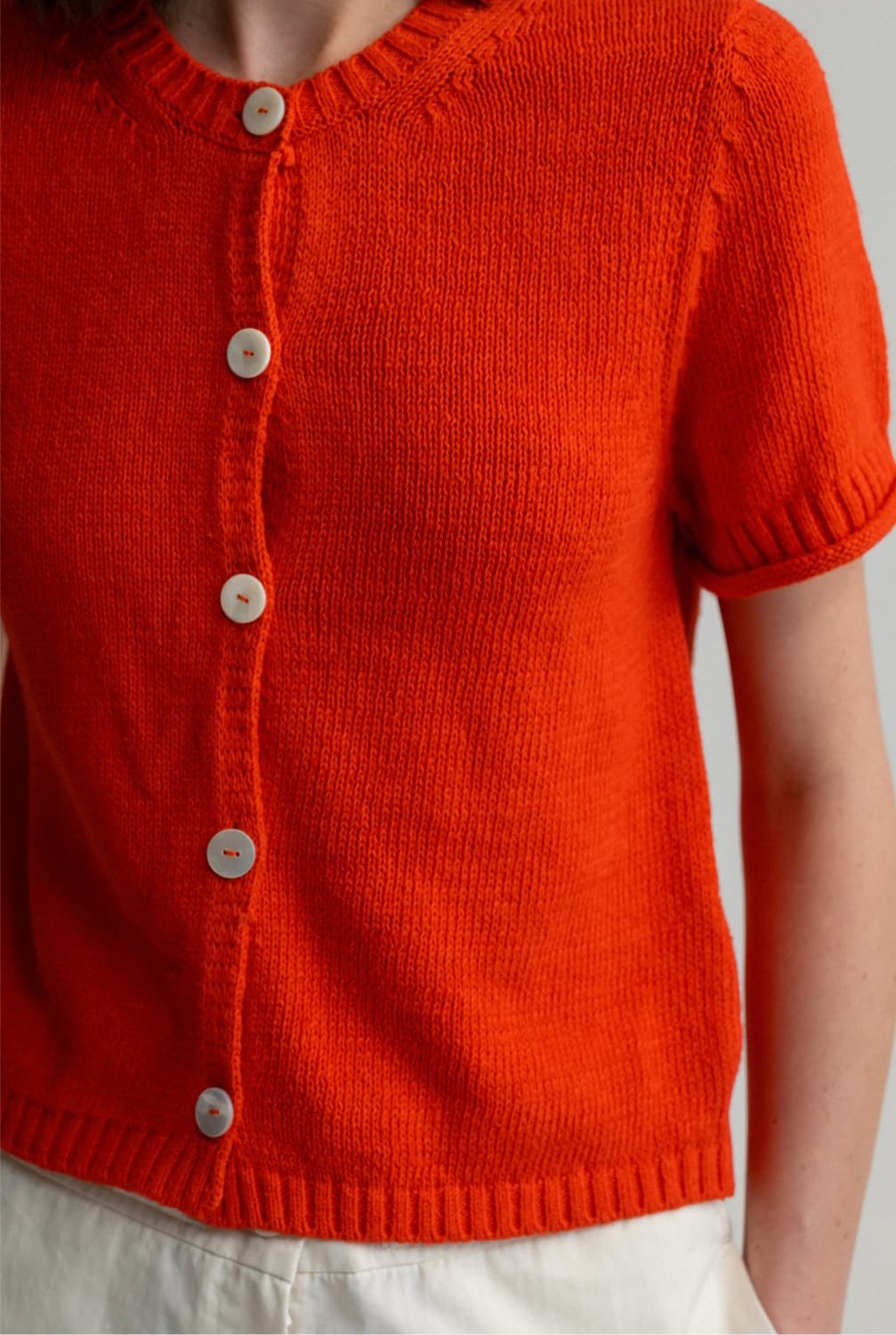 낫띵리튼 아이비 코튼 가디건 캔디레드(F) 상품이미지2