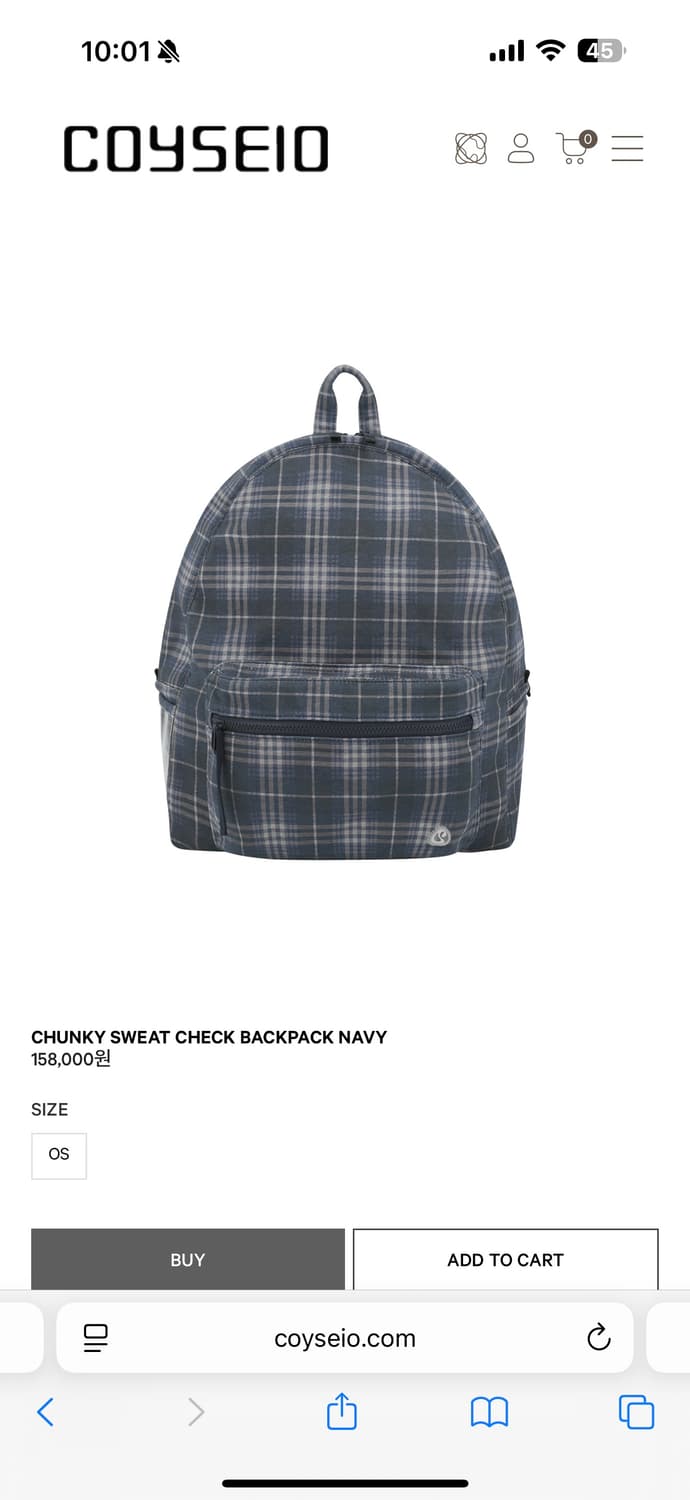 코이세이오 chunky sweat check bp navy os 상품이미지1