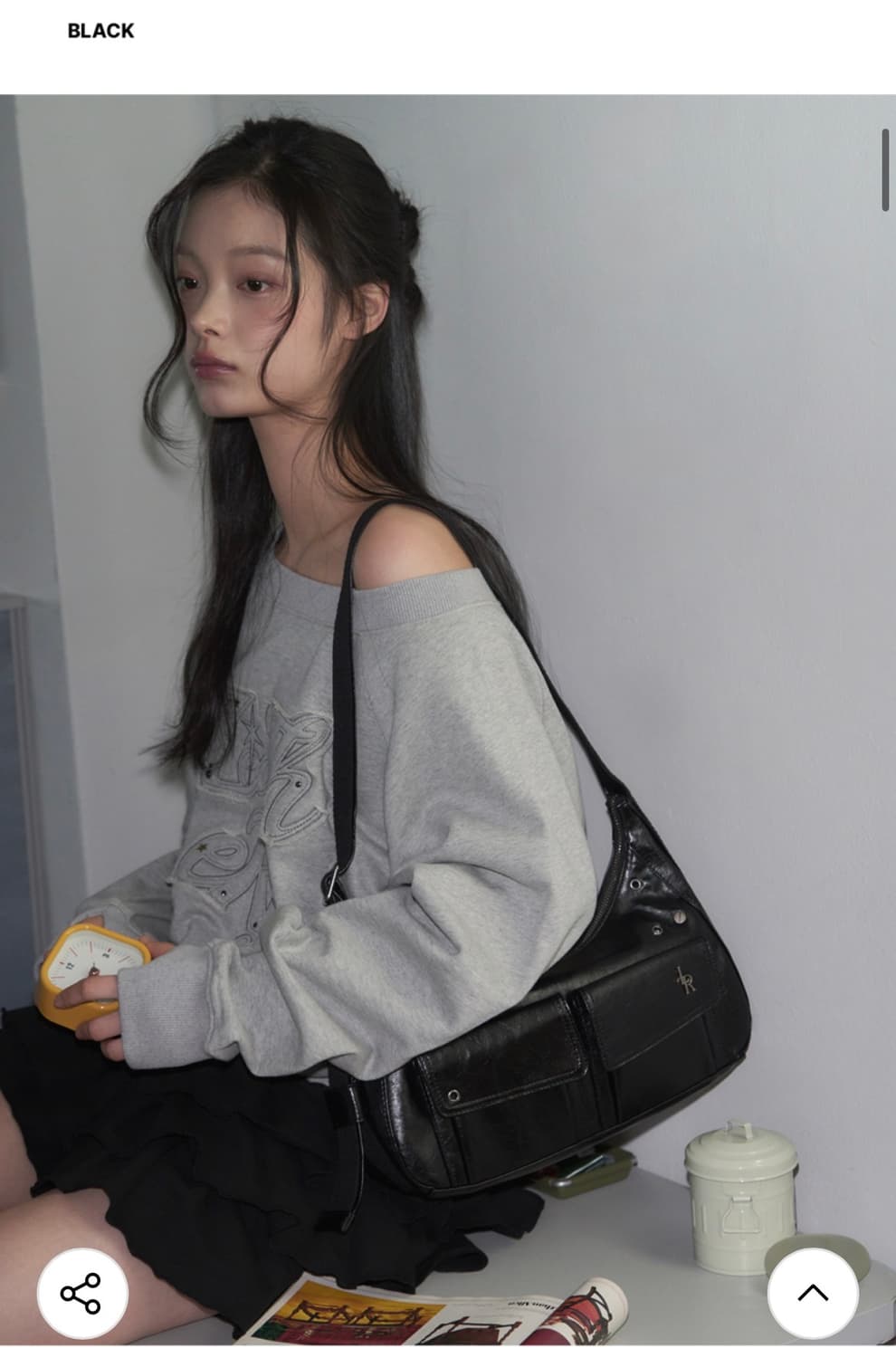 (새상품) 레더리 레이어링 숄더 앤 크로스백 [BLACK] 숄더백 상품이미지4