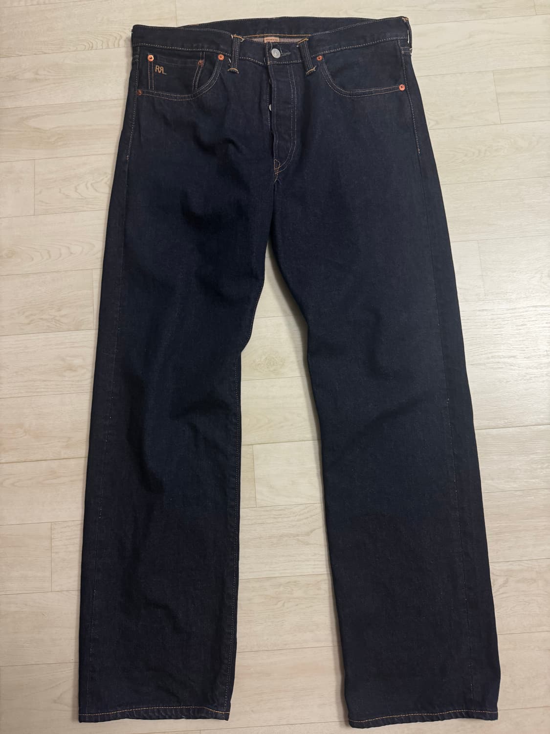 RRL 스트레이트핏 원스 워시 셀비지 진 36x32 상품이미지1