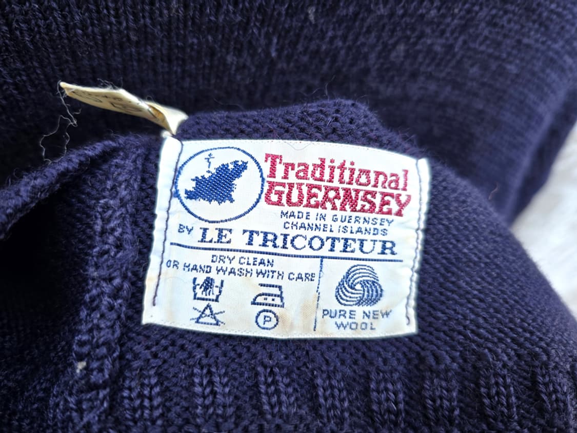 80s 건지 울른스 네이비 피셔맨 니트 (made in uk) 상품이미지6