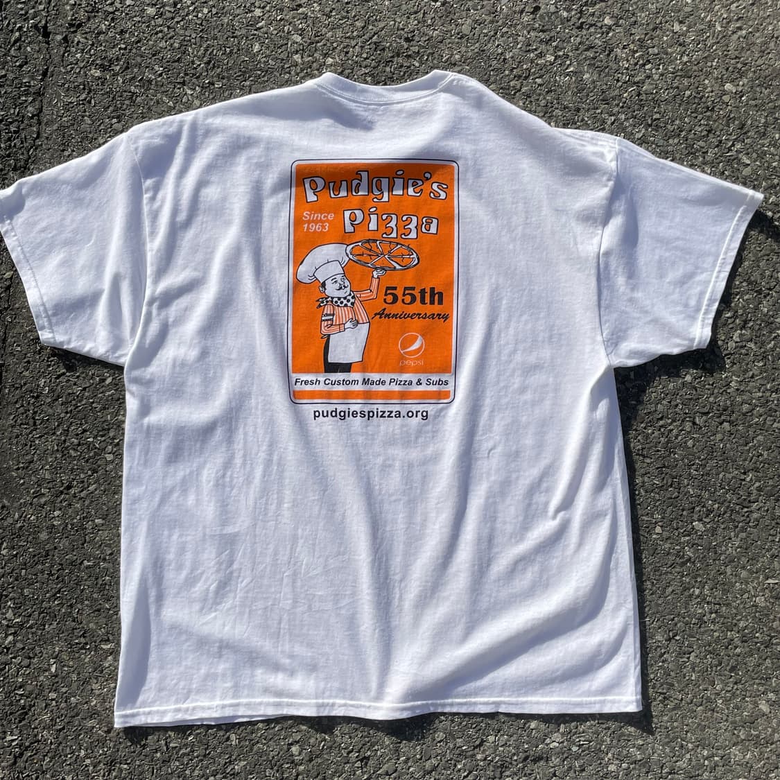 길단 화이트 빈티지 미국 프린팅 흰 반팔 티셔츠 상품이미지1