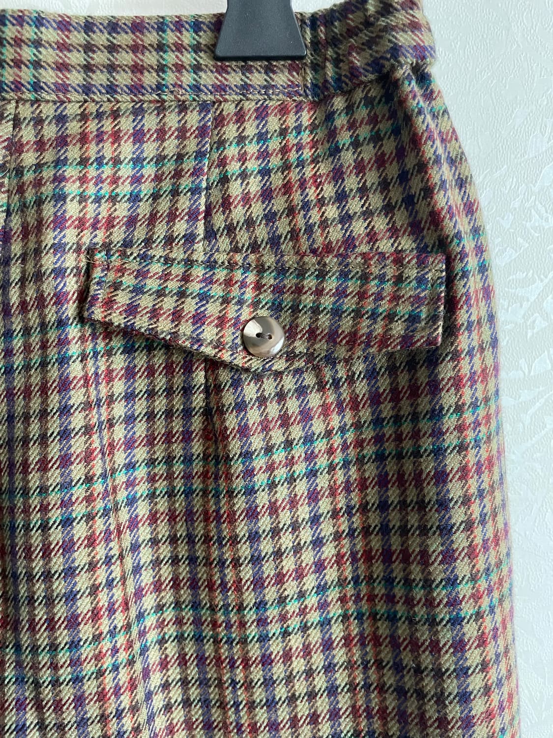 일본 빈티지 핀턱 와이드 체그 울 숏펜츠  상품이미지3