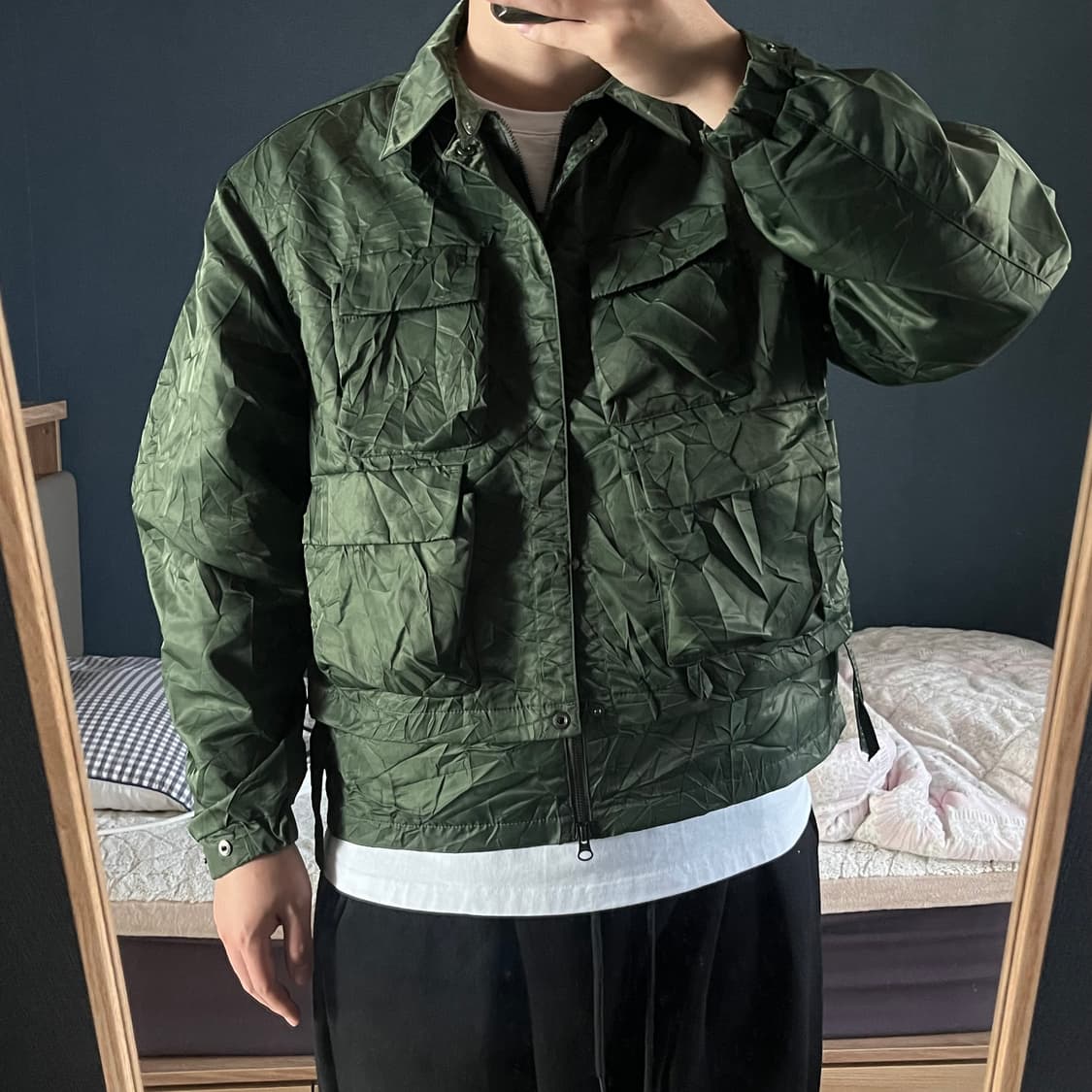 [새상품]언어펙티드 레이어드 피셔맨 점퍼 모스그린 상품이미지4