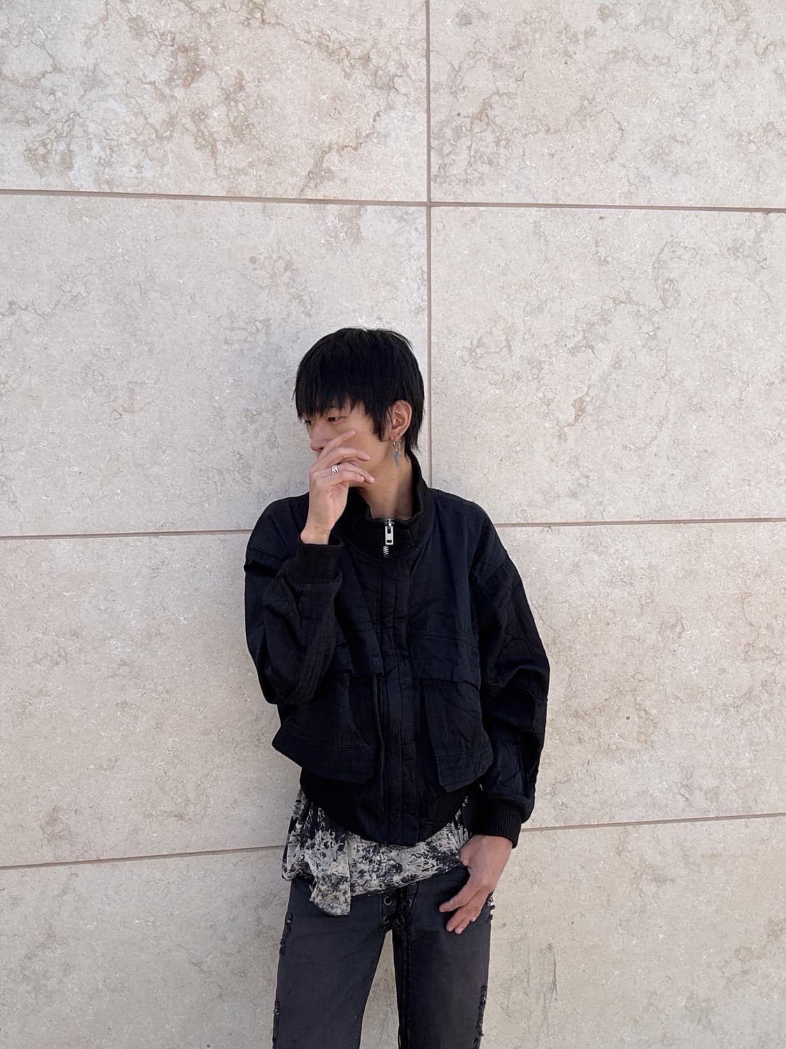 Y2K Bomber-Fit Black Work Jacket 상품이미지1