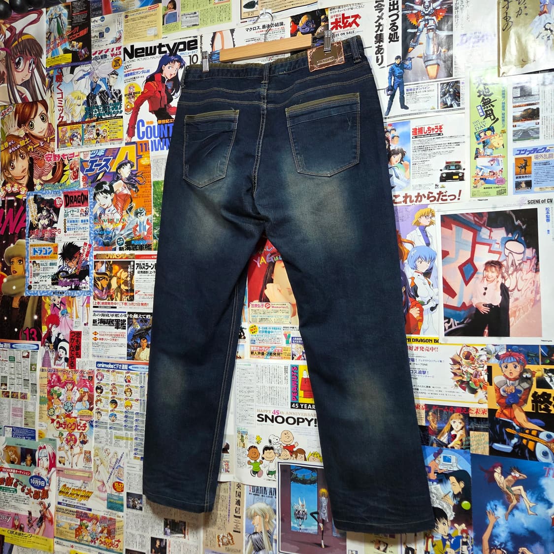 카키 배색 빈티지 워싱 데님 팬츠 상품이미지3