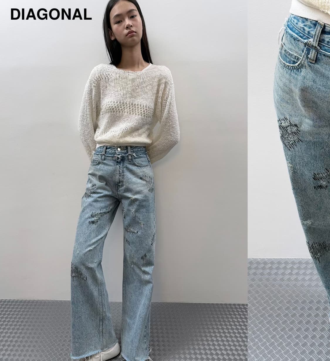 다이애그널 루즈 크롭 니트 상품이미지2