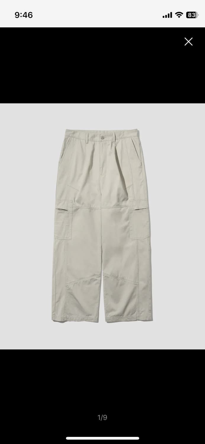 -인템포무드-패널 바이오 워싱 카고 팬츠_샌드그레이 상품이미지1