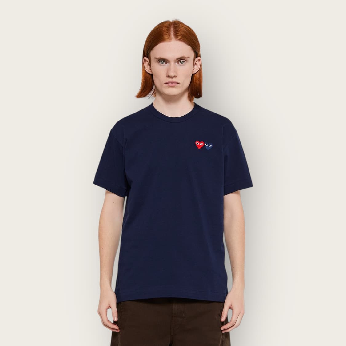 100/ 꼼데가르송 더블와펜 네이비 반팔 상품이미지1