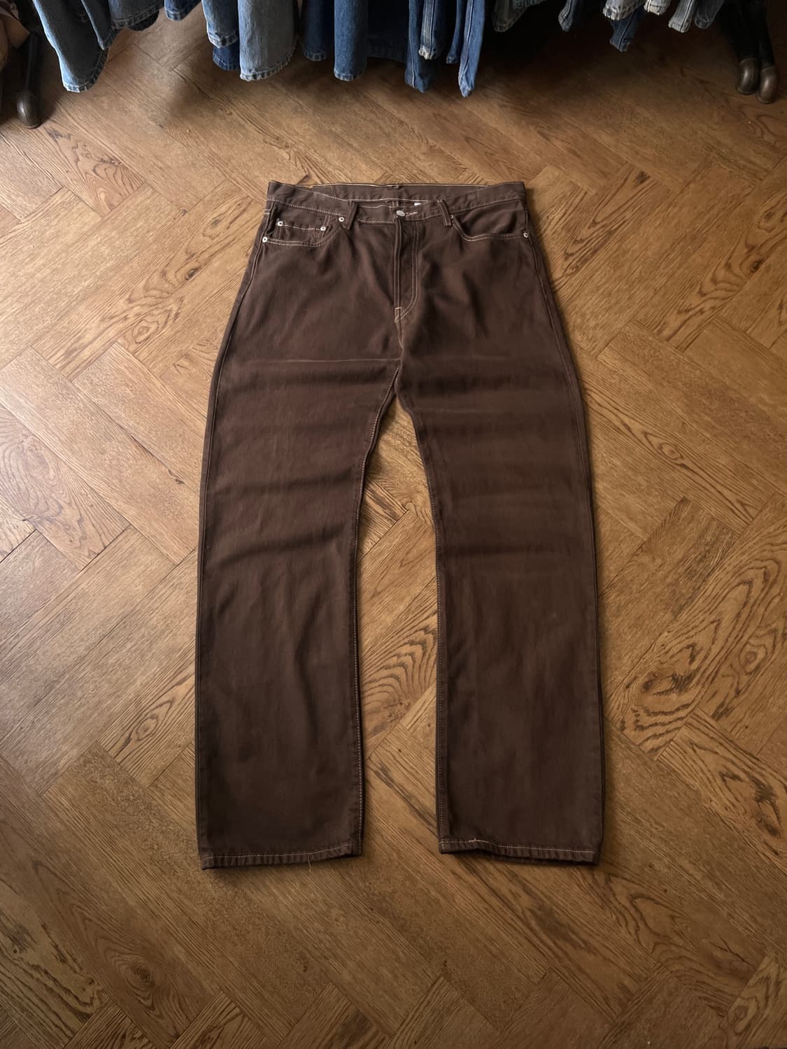 [36]00's 리바이스 501 다크브라운 가먼트다잉 데님 팬츠 상품이미지2